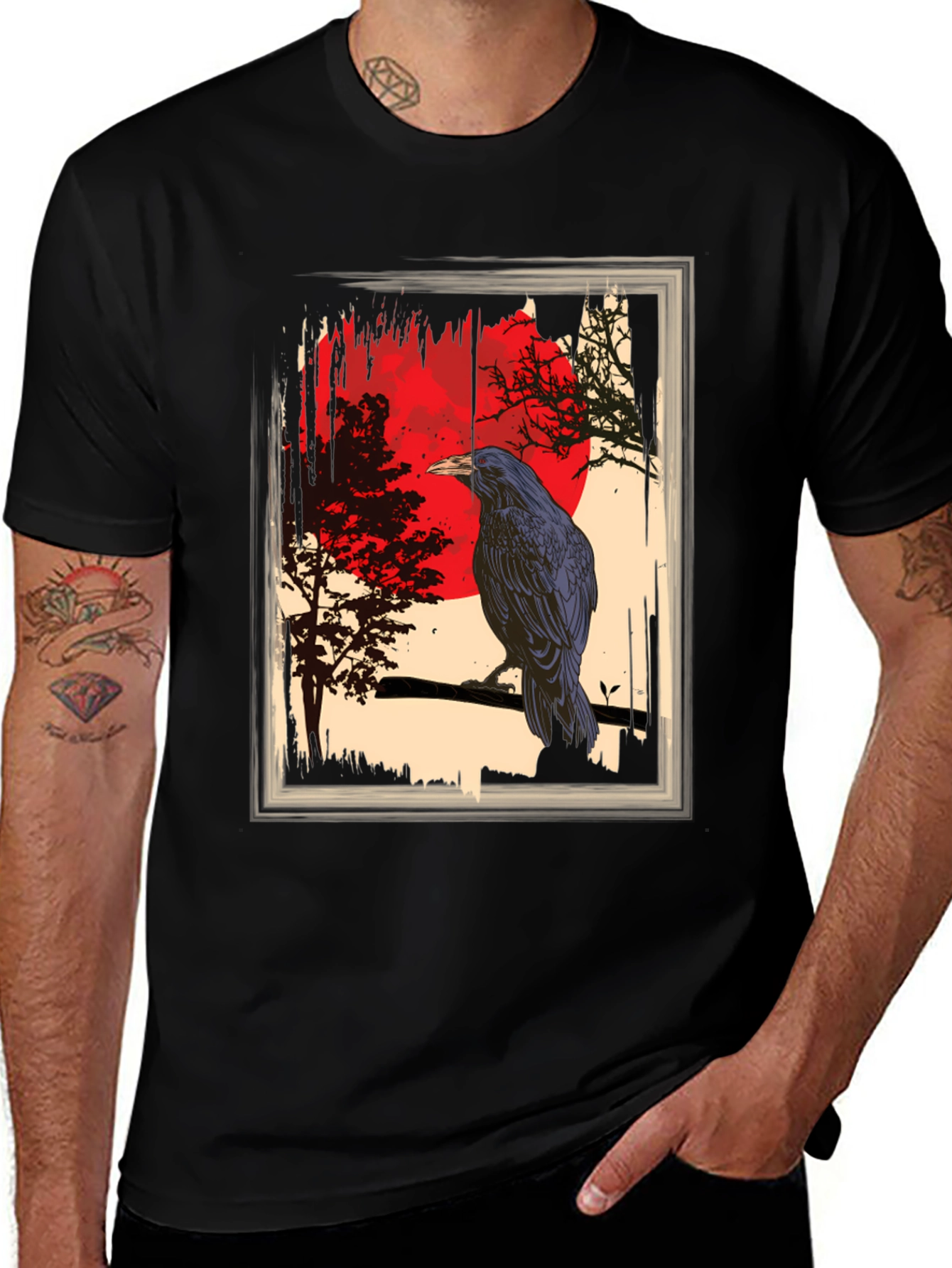 Raven Moon Graphic Tee - Dark Avian Style