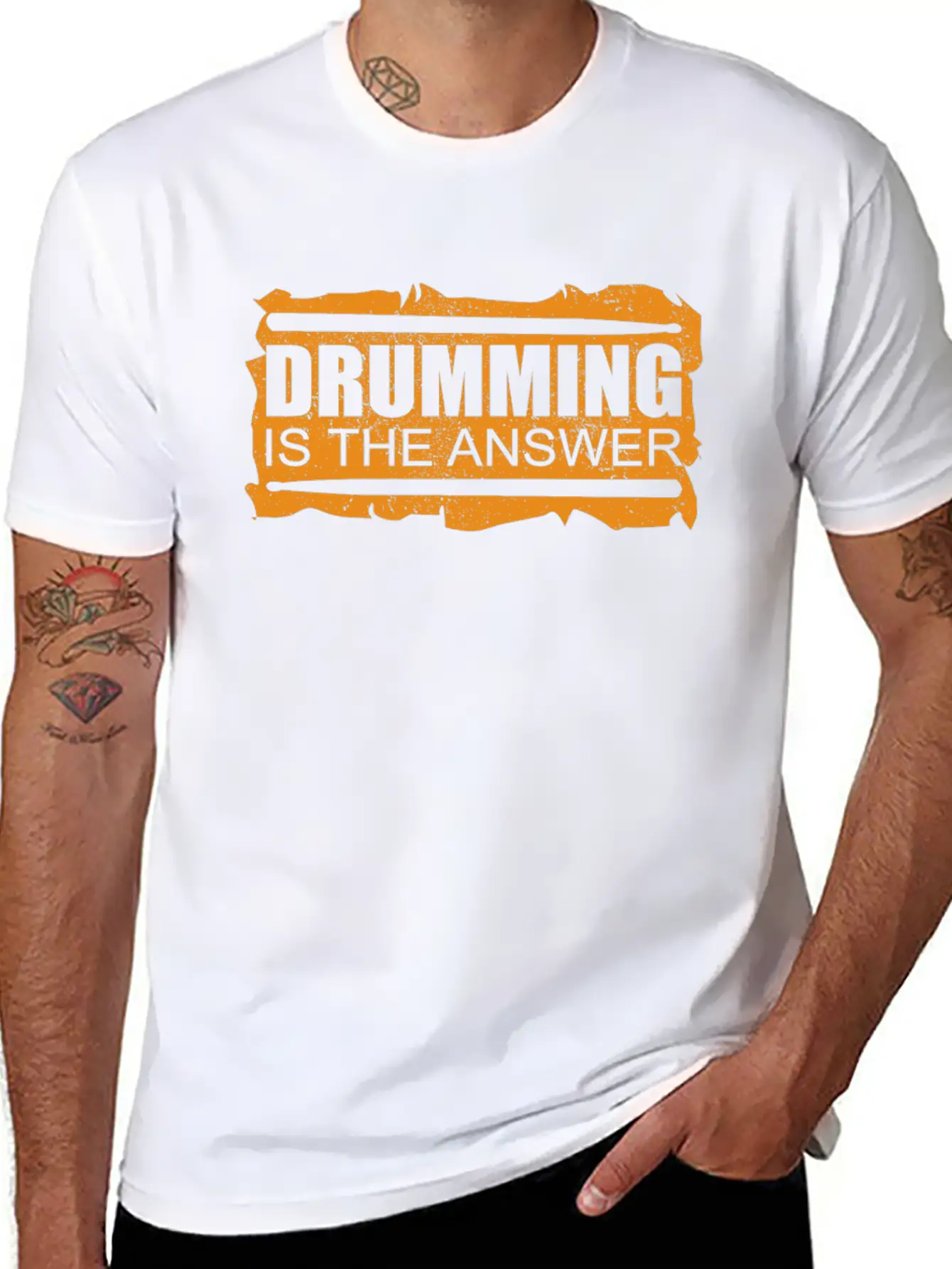 Drumming Is The Answer | Drums Drummer Gift Unisex Casual T-Shirt – Clean Design For Daily Comfort