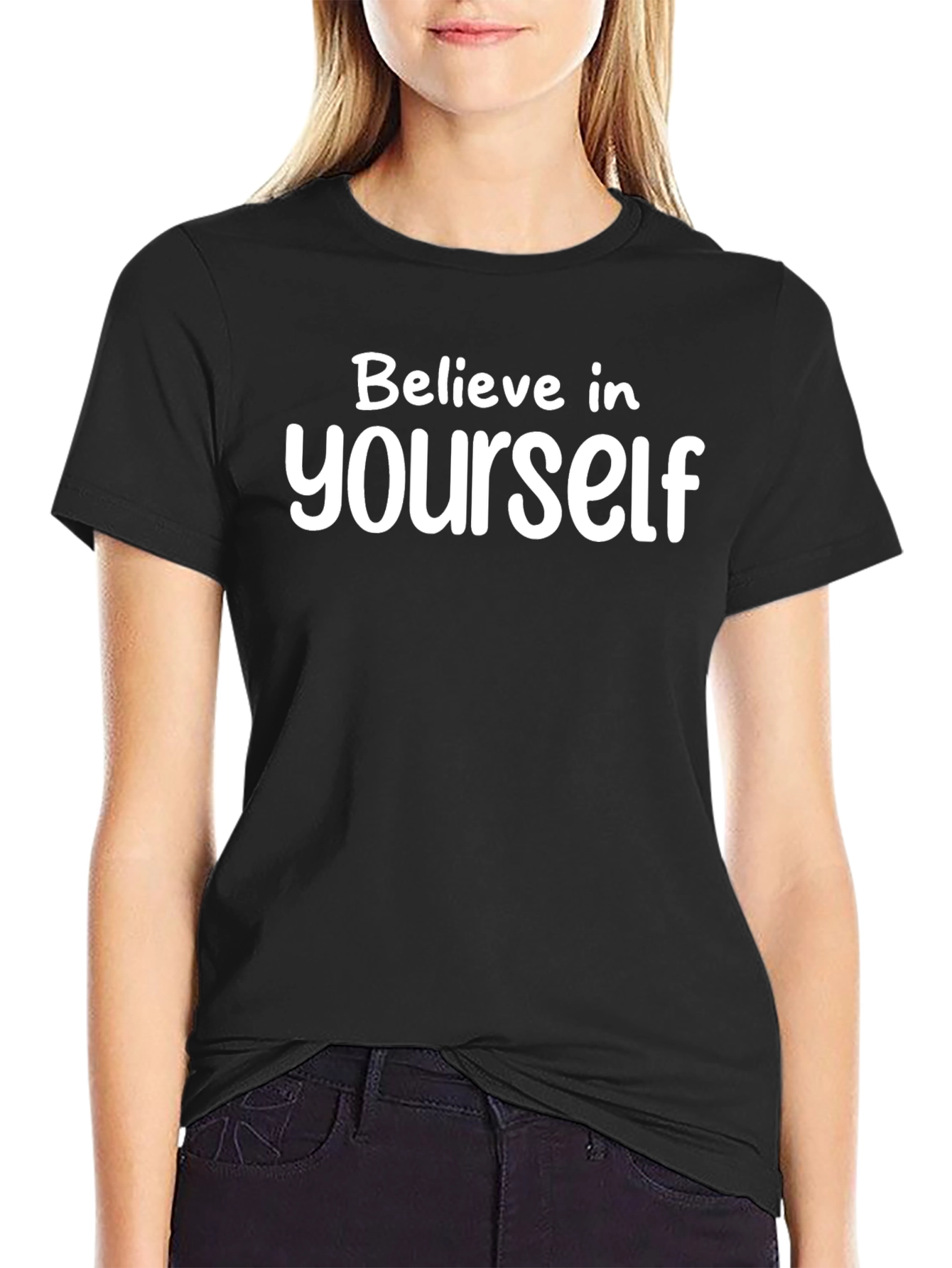 Believe In Yourself Black Graphic T-Shirt