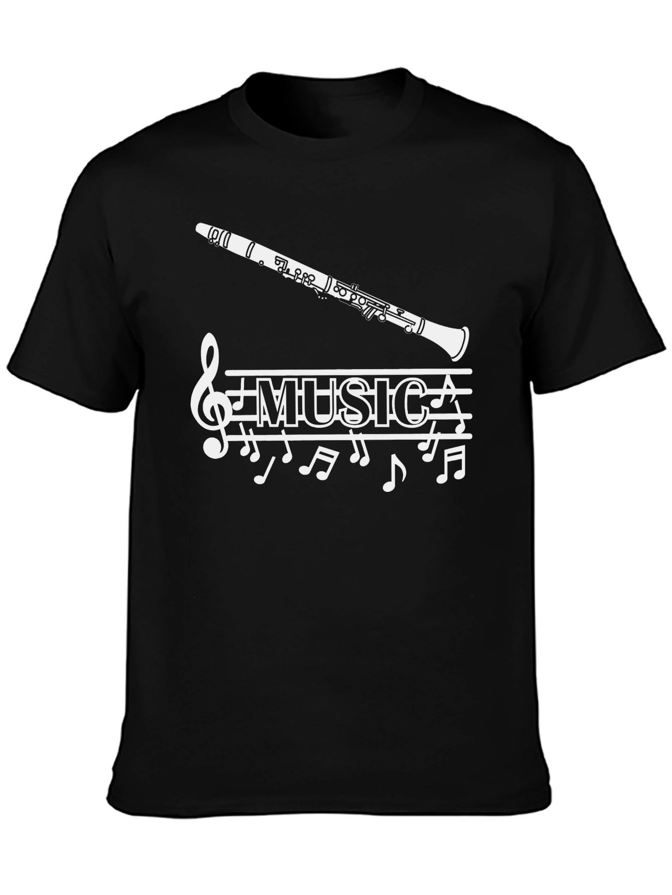 Music T-Shirt: Clarinet & Notes Design
