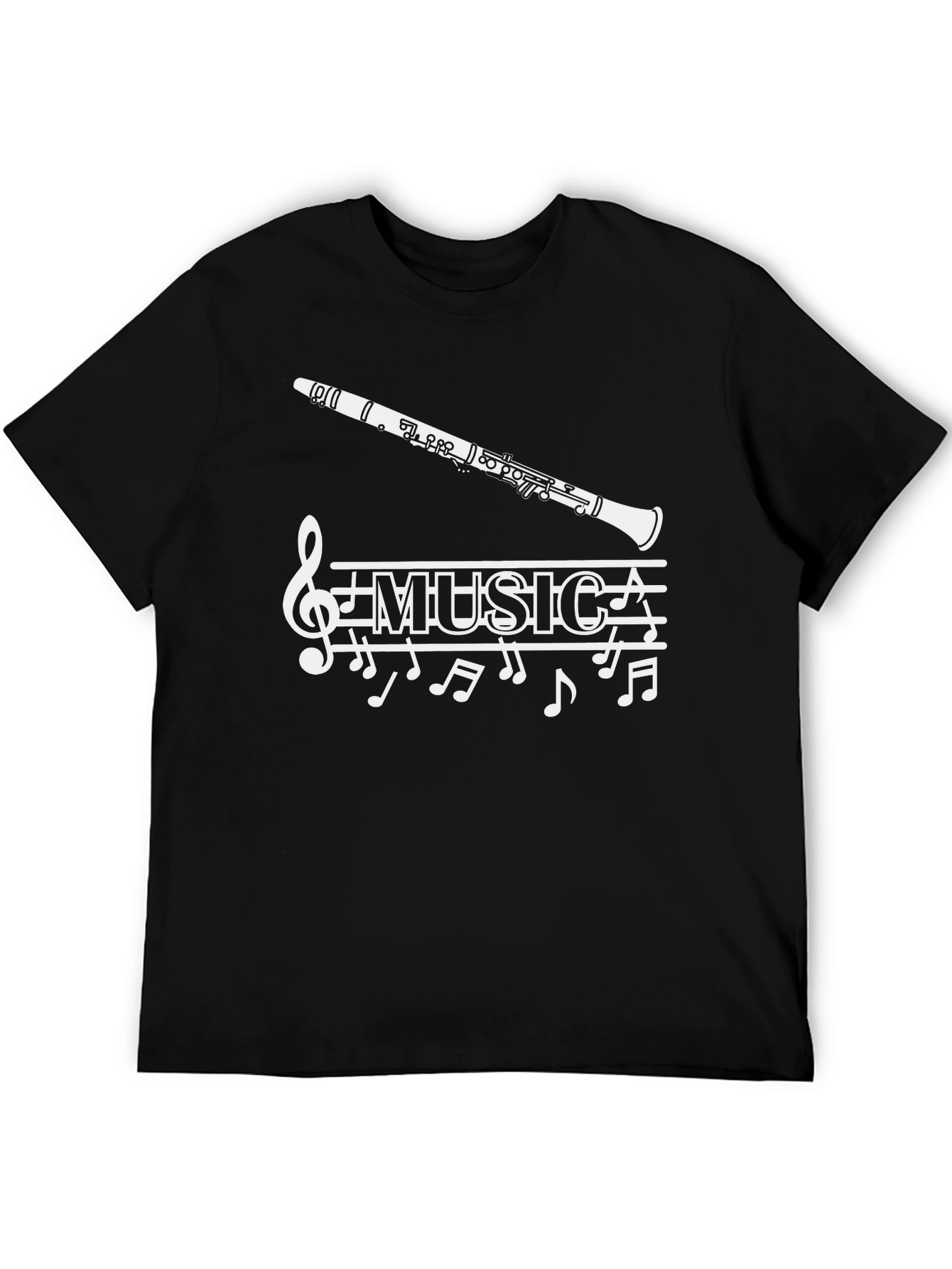Music T-Shirt: Clarinet & Notes Design