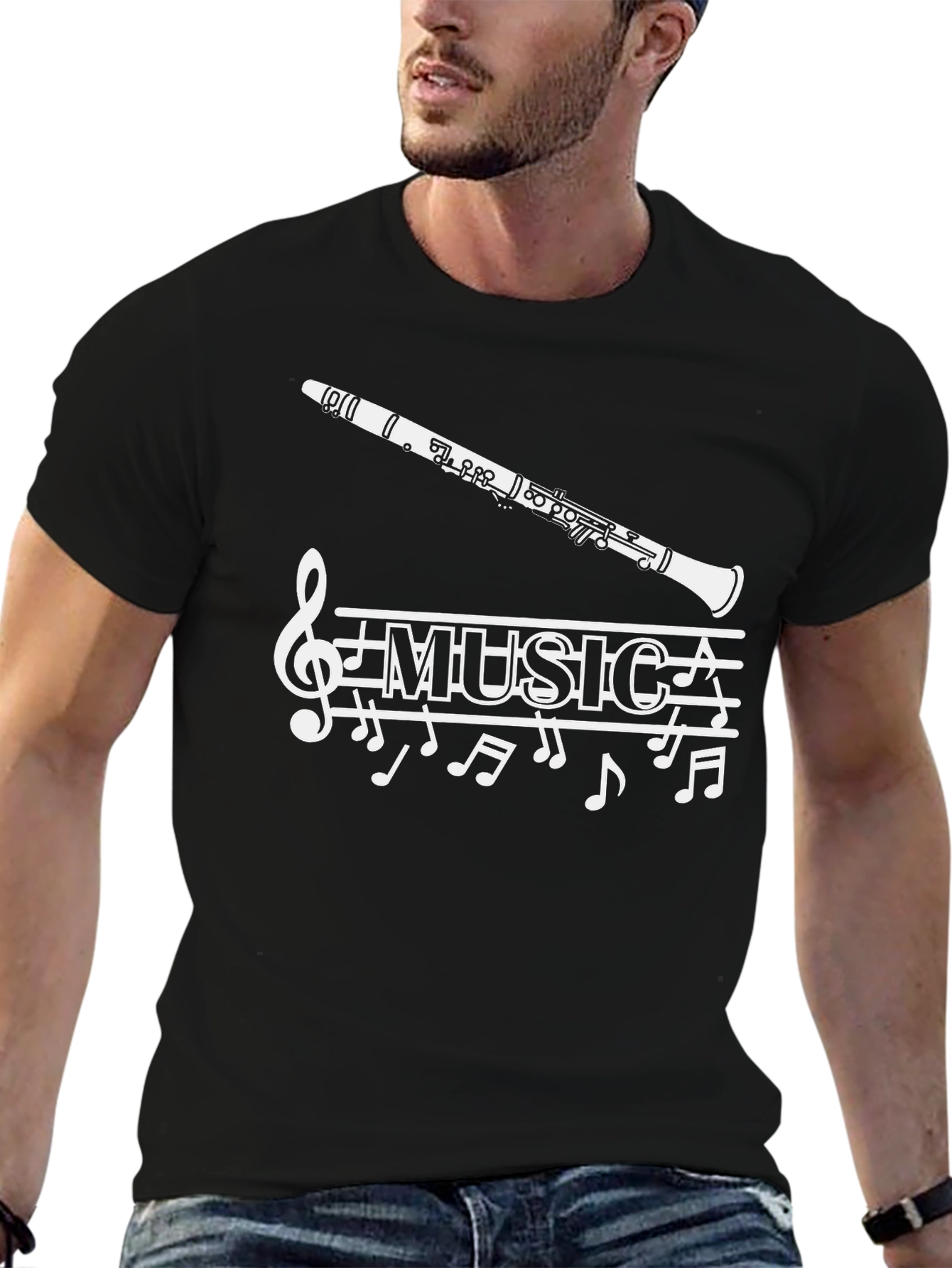 Music T-Shirt: Clarinet & Notes Design