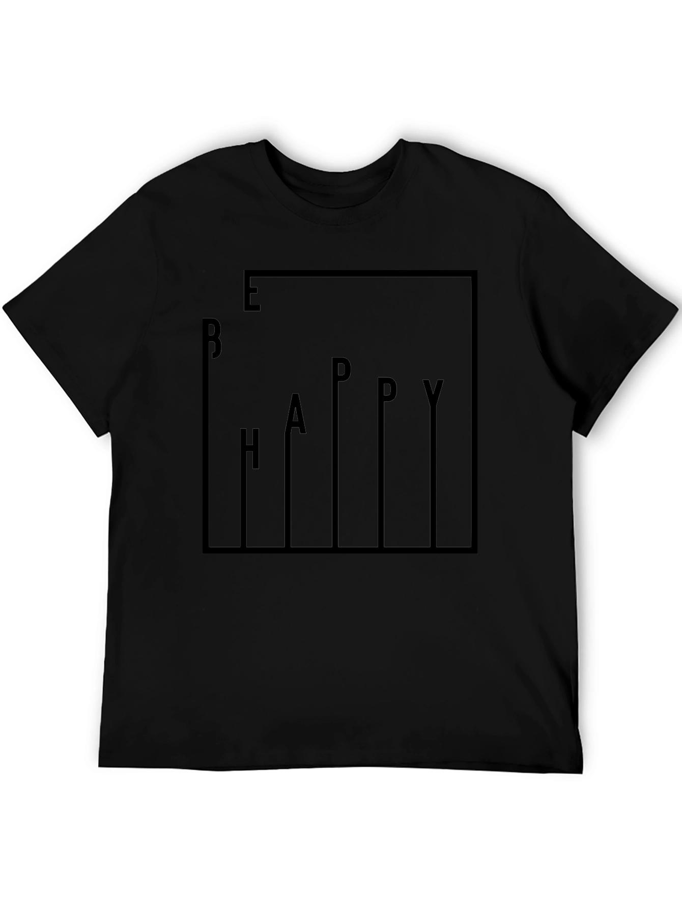 Be Happy Graphic Print Black T-Shirt