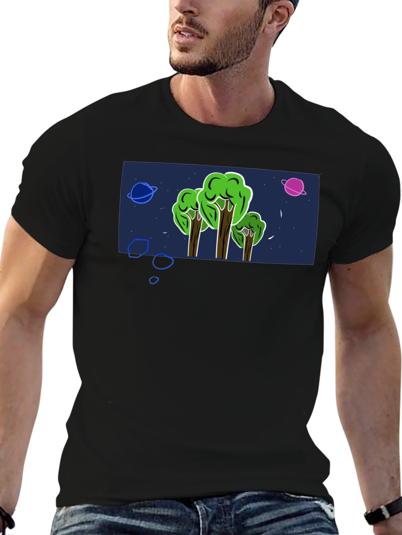 Cosmic Forest Graphic Tee - Mens Black T-Shirt