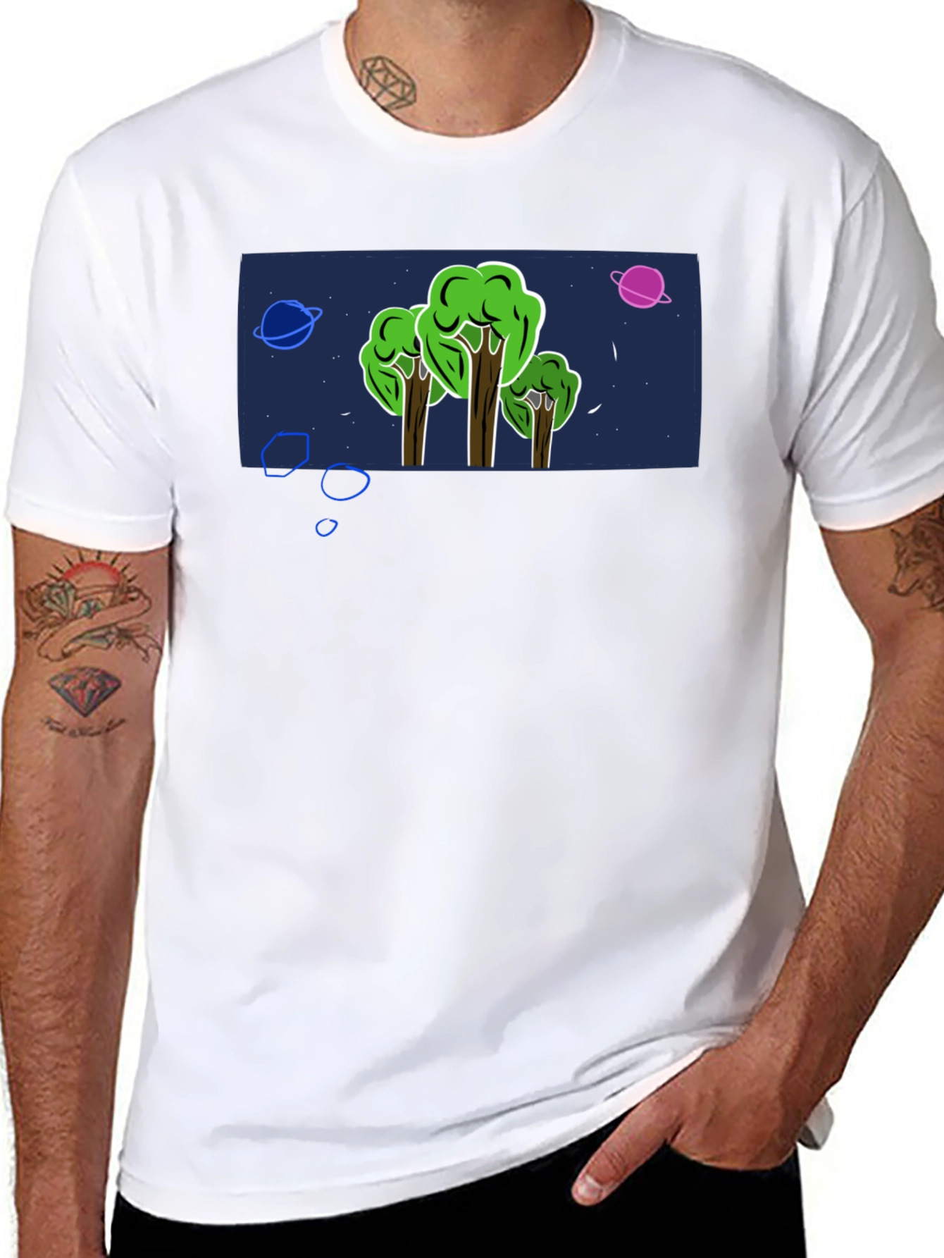 Cosmic Forest Graphic Tee - Mens Black T-Shirt
