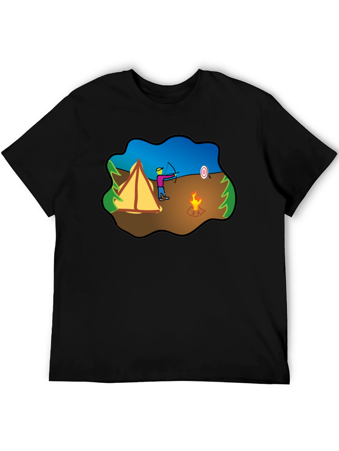 Camping Archer Graphic Tee - Black Cotton Blend