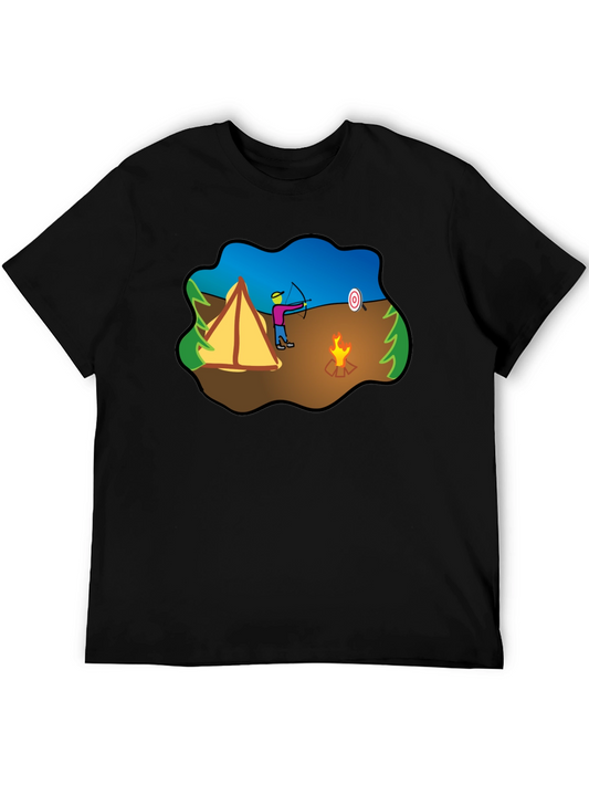 Camping Archer Graphic Tee - Black Cotton Blend