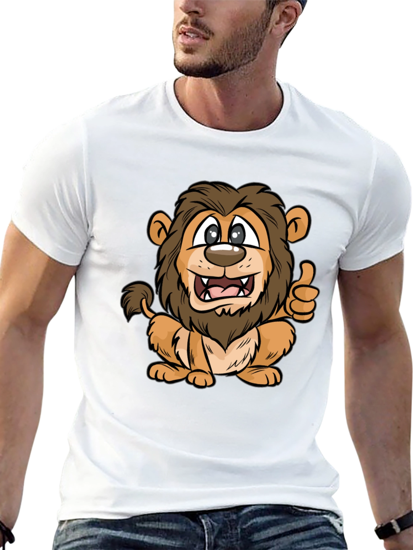 Lion Cartoon Black T-Shirt