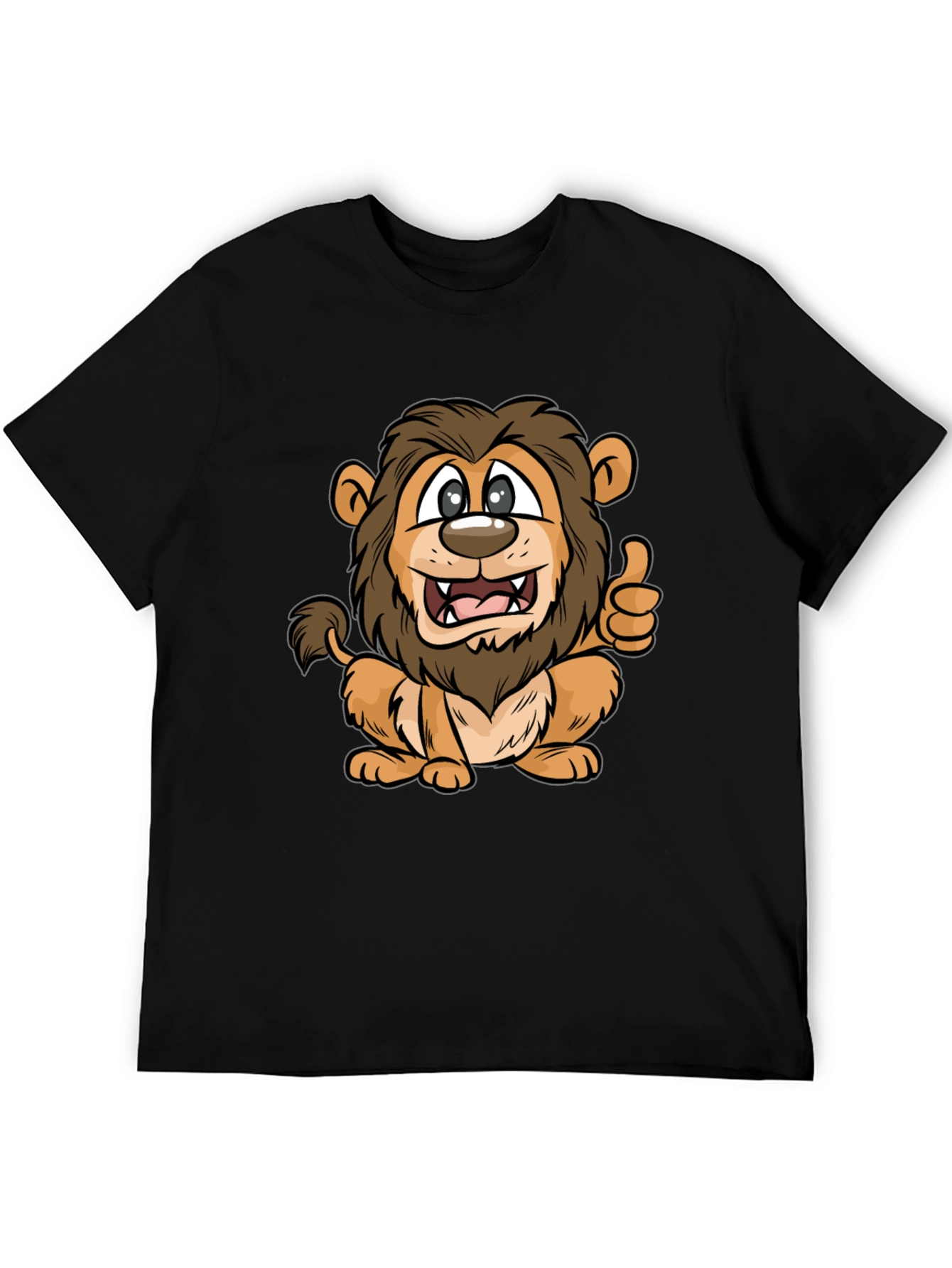 Lion Cartoon Black T-Shirt
