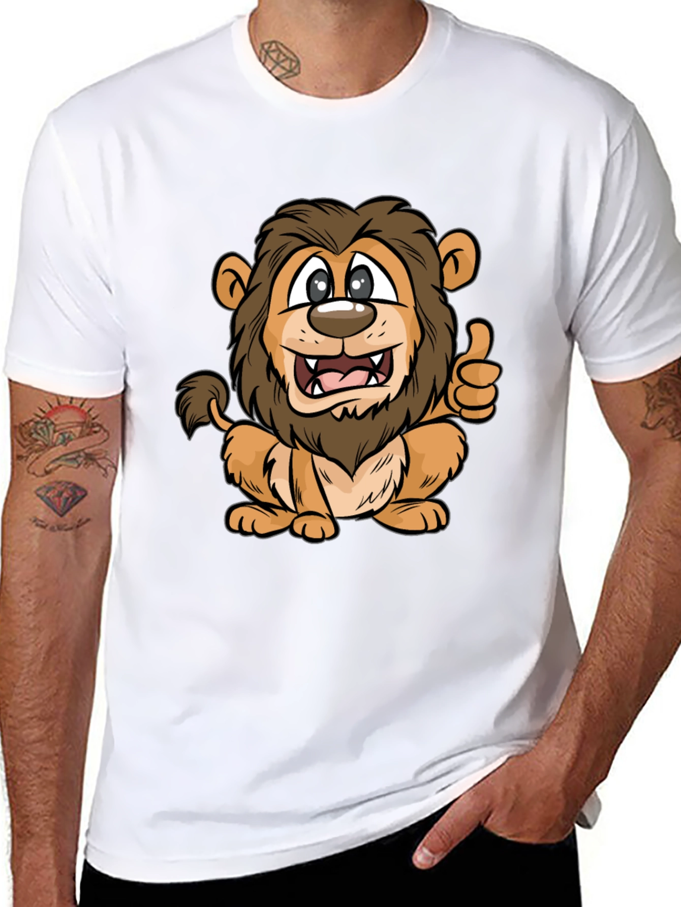 Lion Cartoon Black T-Shirt