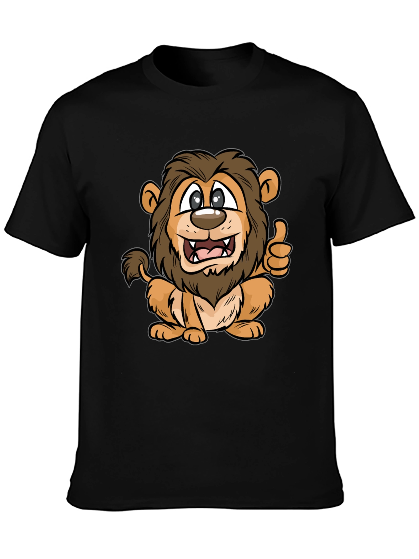 Lion Cartoon Black T-Shirt