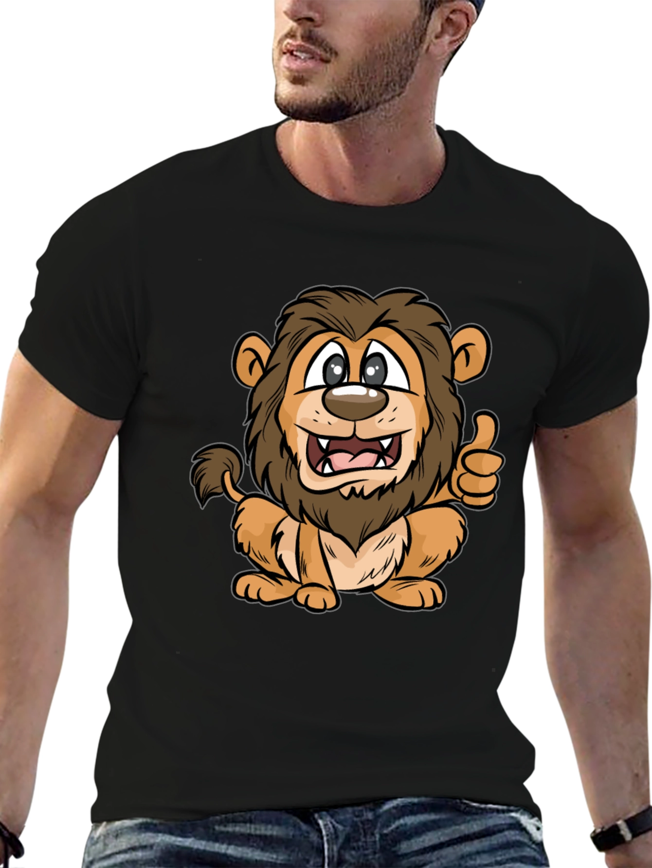 Lion Cartoon Black T-Shirt