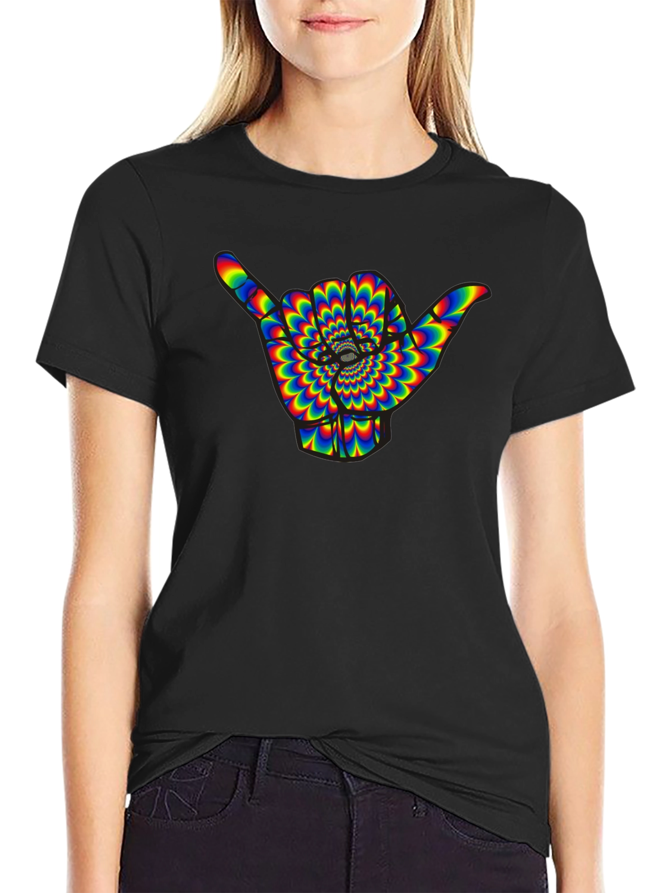 Hang Loose Shaka Rainbow Psychedelic Mens T-Shirt