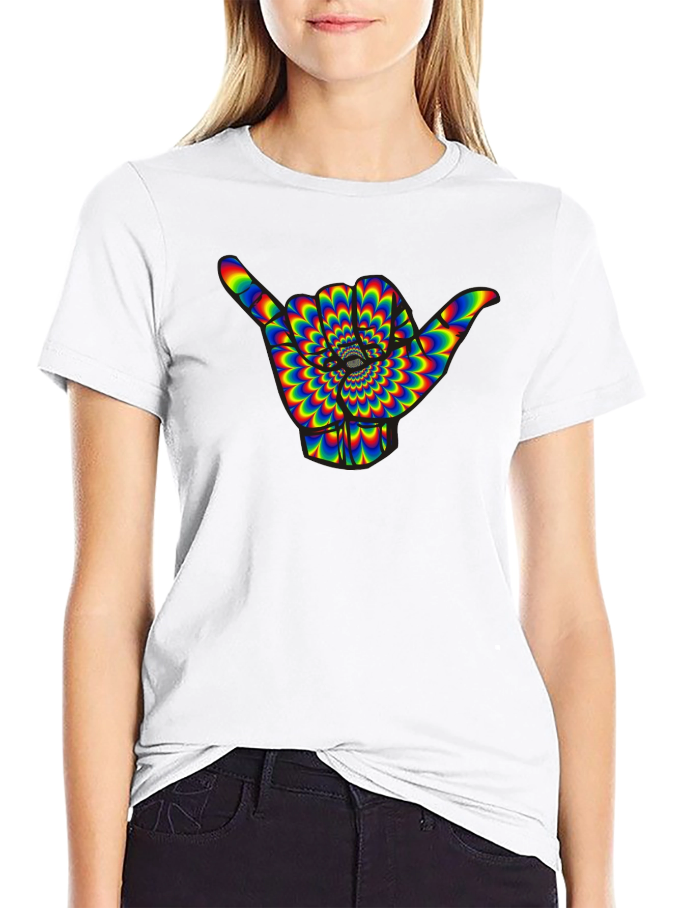 Hang Loose Shaka Rainbow Psychedelic Mens T-Shirt