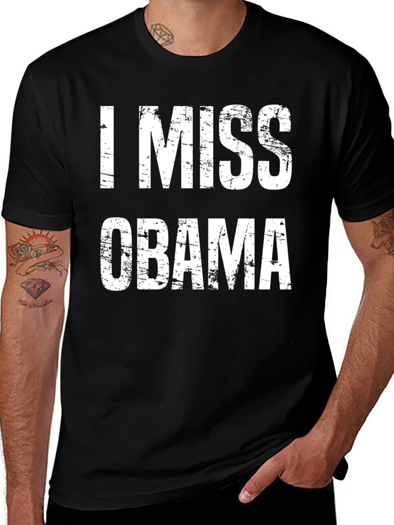 I Miss Obama Graphic T-Shirt - Black Cotton Tee