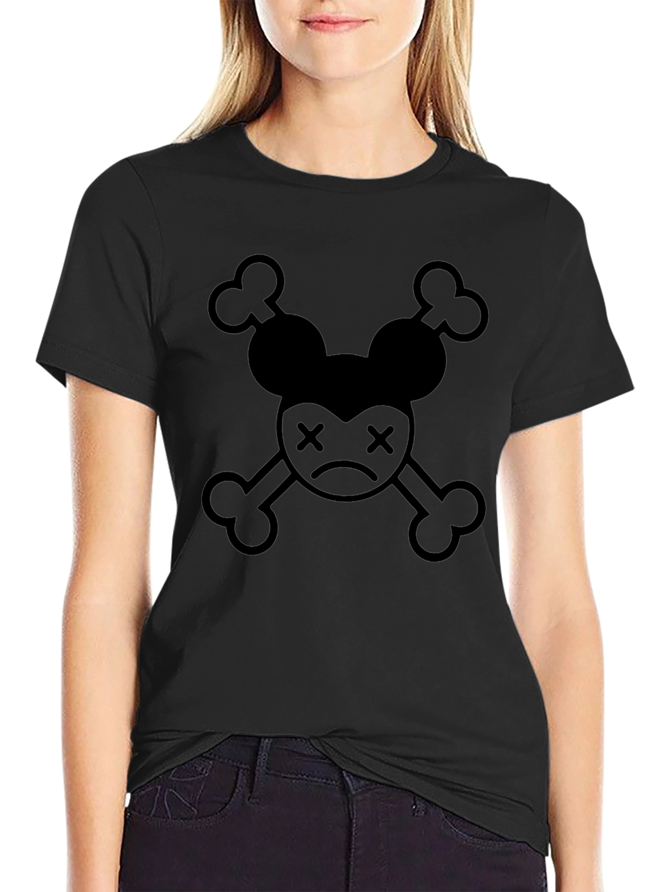 Minnie Mouse Skull Black Graphic Tee
