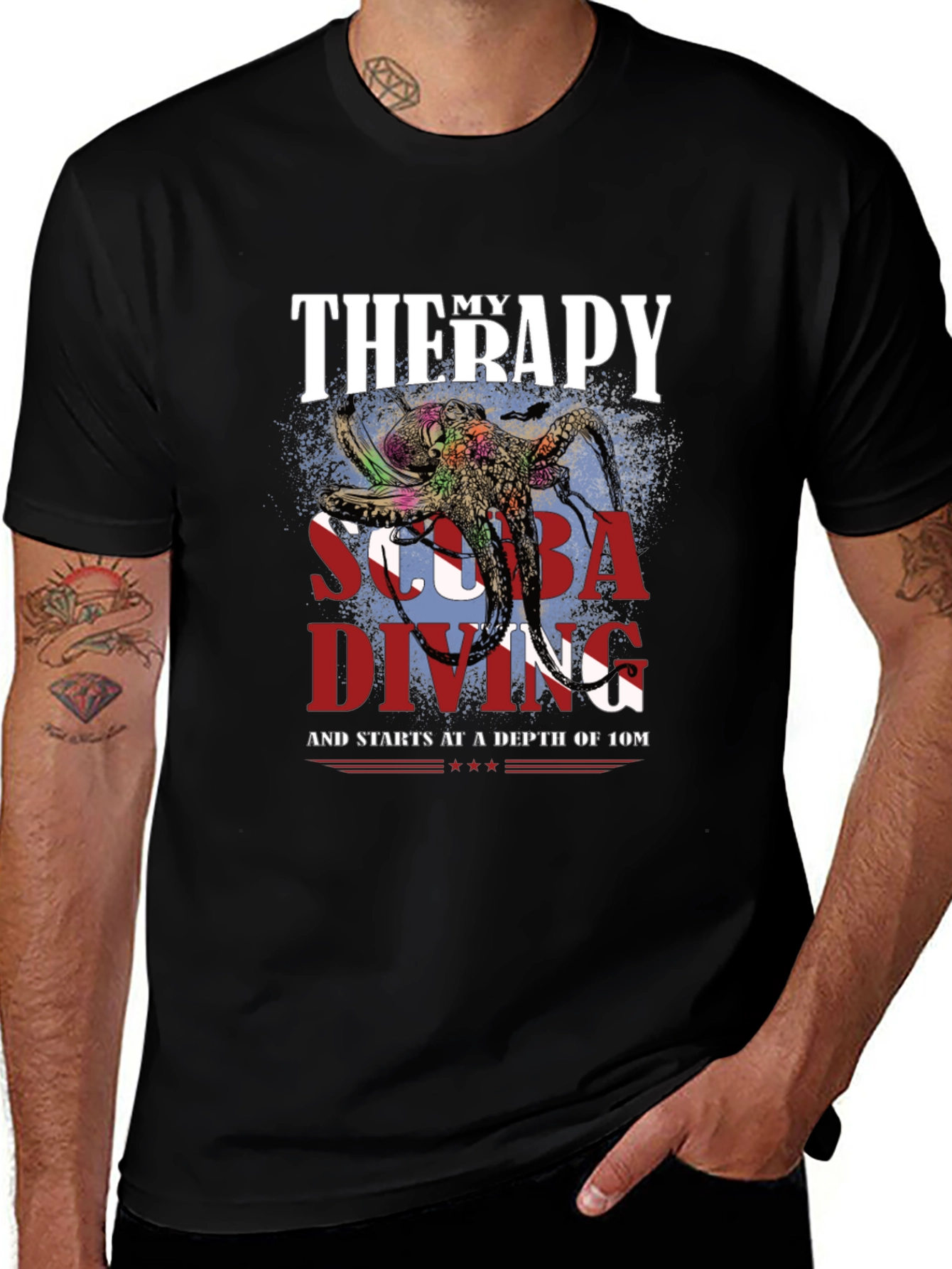 Scuba Diving Therapy T-Shirt - Octopus Design
