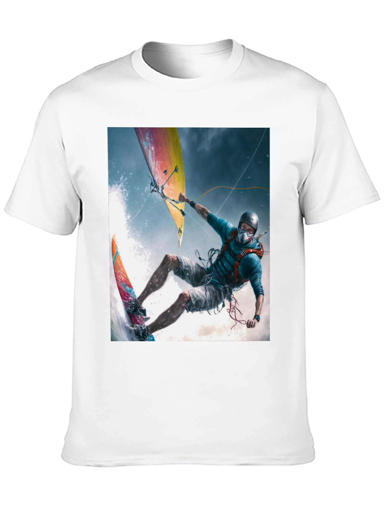 Kitesurfing Graphic Tee - Black Cotton Blend