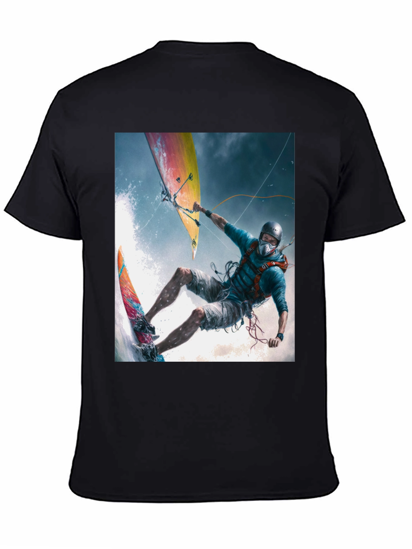 Kitesurfing Graphic Tee - Black Cotton Blend