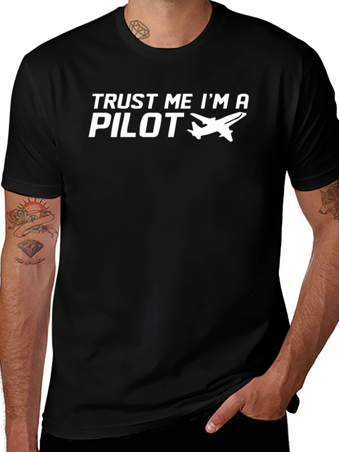 Trust Me Im a Pilot Graphic Tee - Black