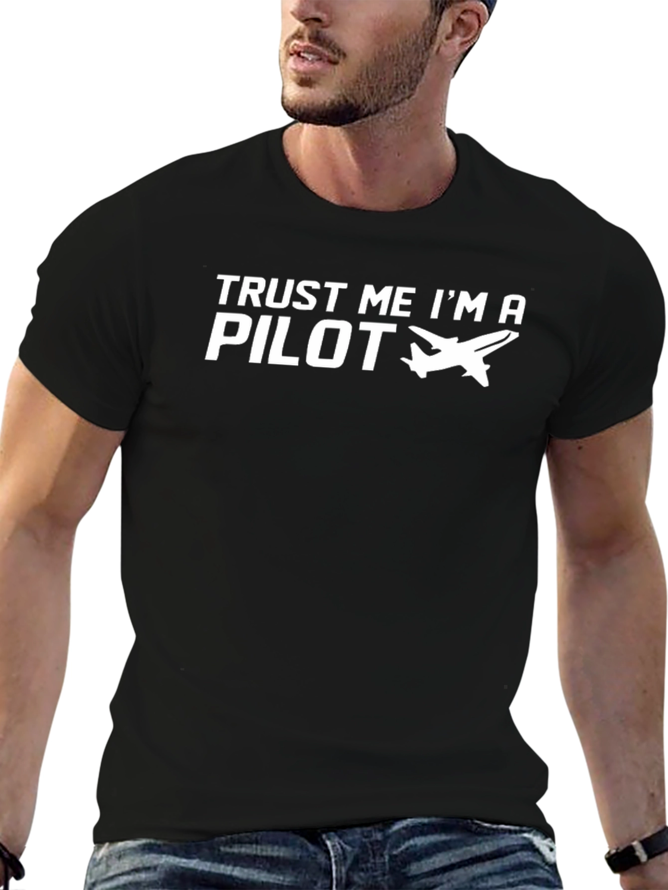 Trust Me Im a Pilot Graphic Tee - Black