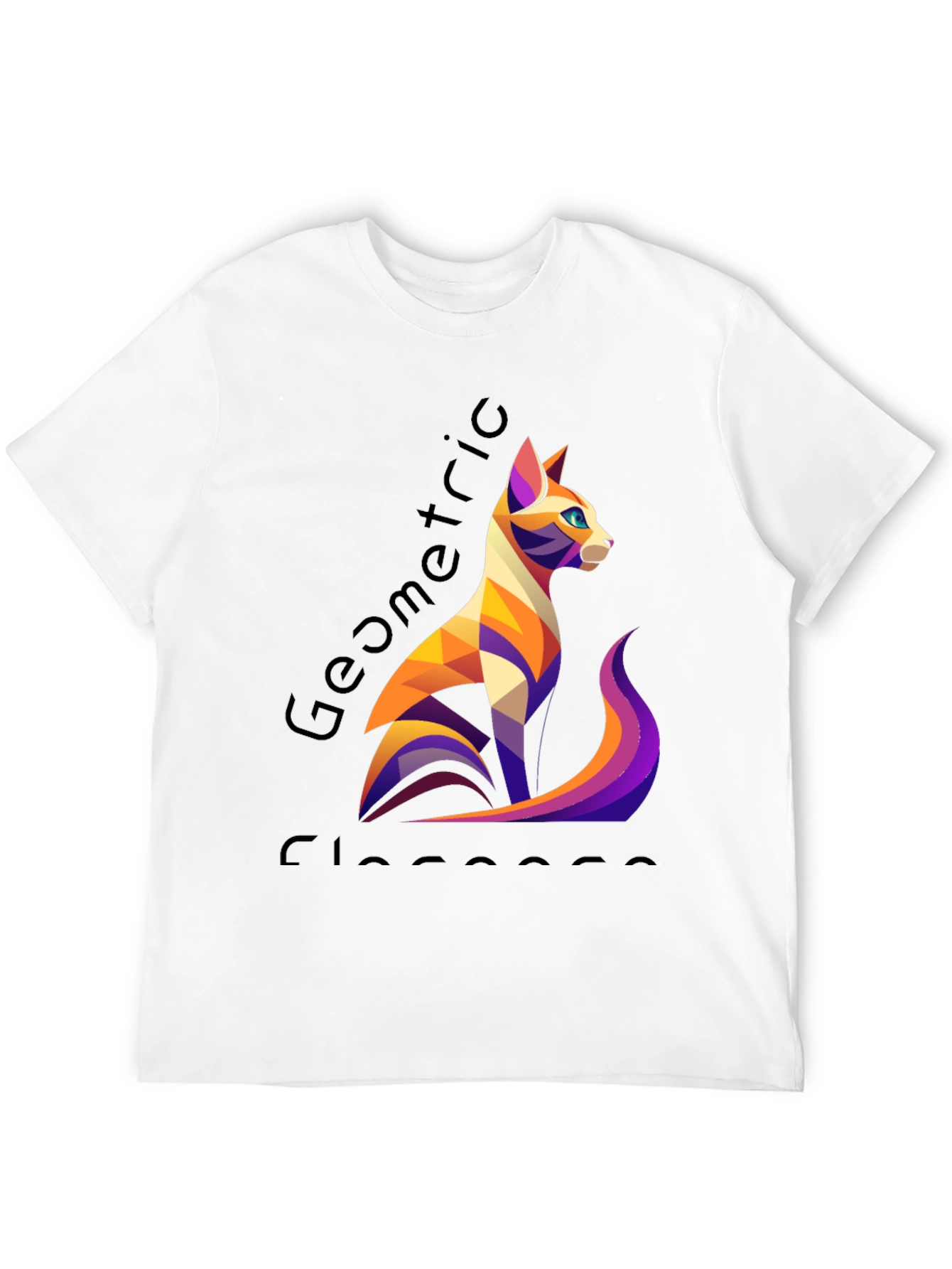 Geometric Cat T-Shirt - Stylish Graphic Tee