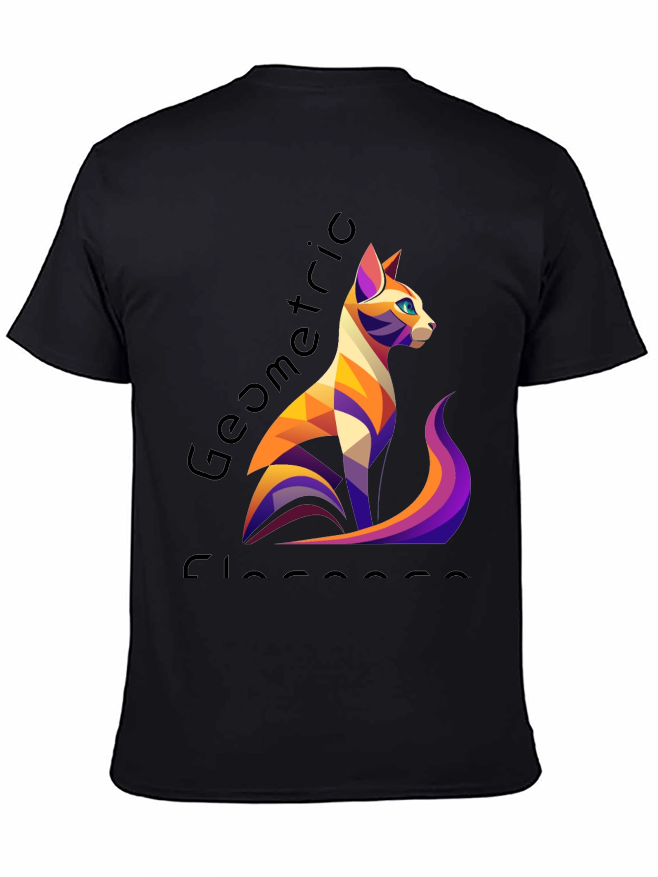Geometric Cat T-Shirt - Stylish Graphic Tee