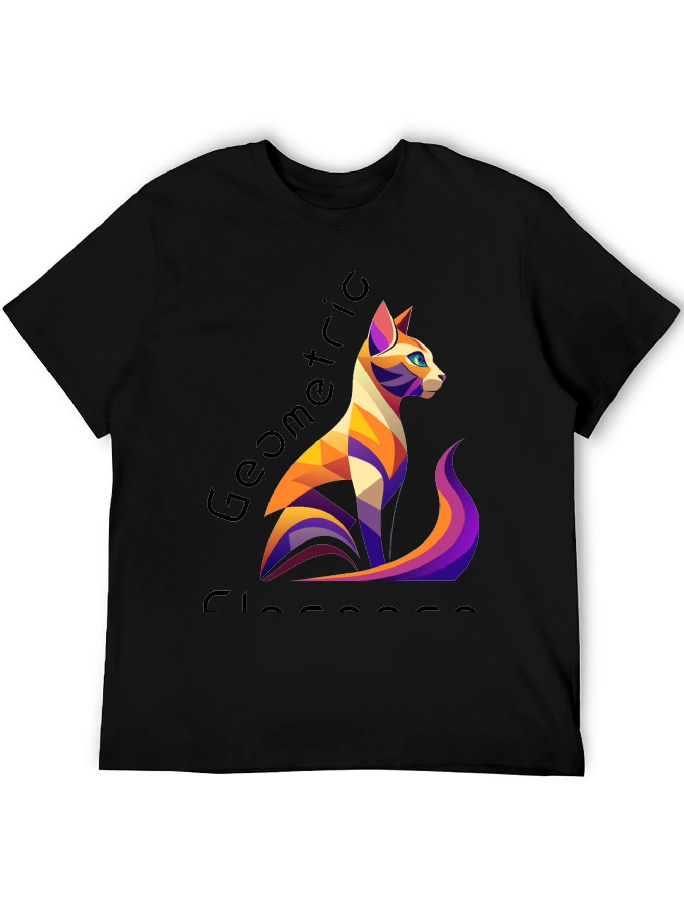 Geometric Cat T-Shirt - Stylish Graphic Tee