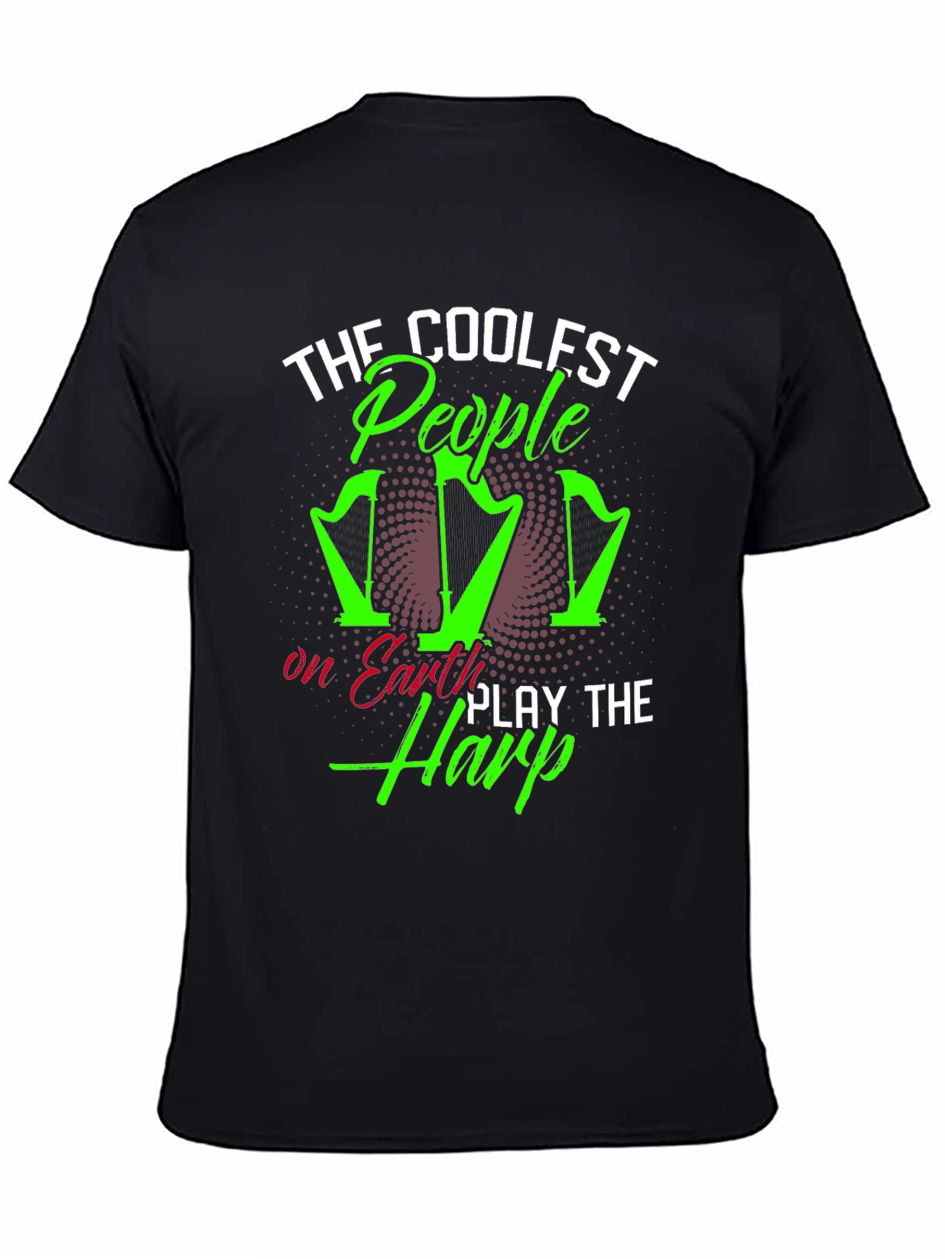 Coolest People Play Harp T-Shirt - Black