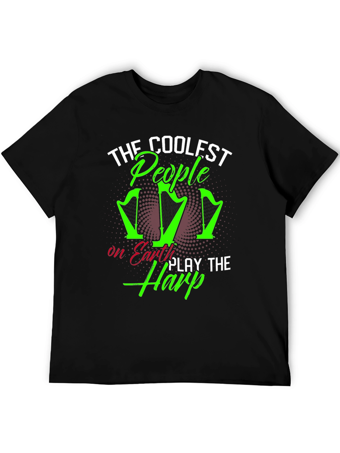 Coolest People Play Harp T-Shirt - Black