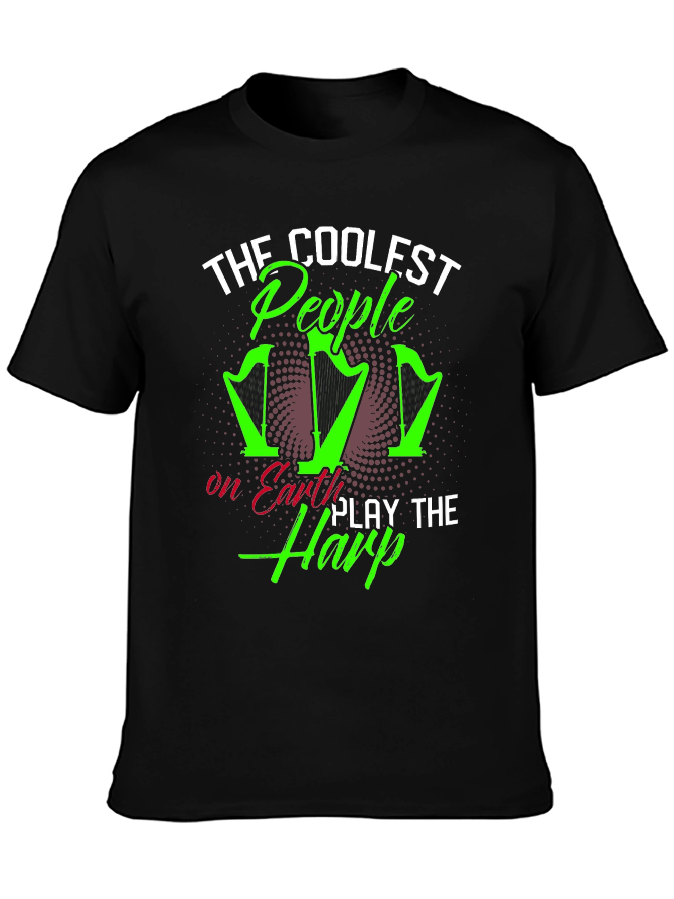 Coolest People Play Harp T-Shirt - Black