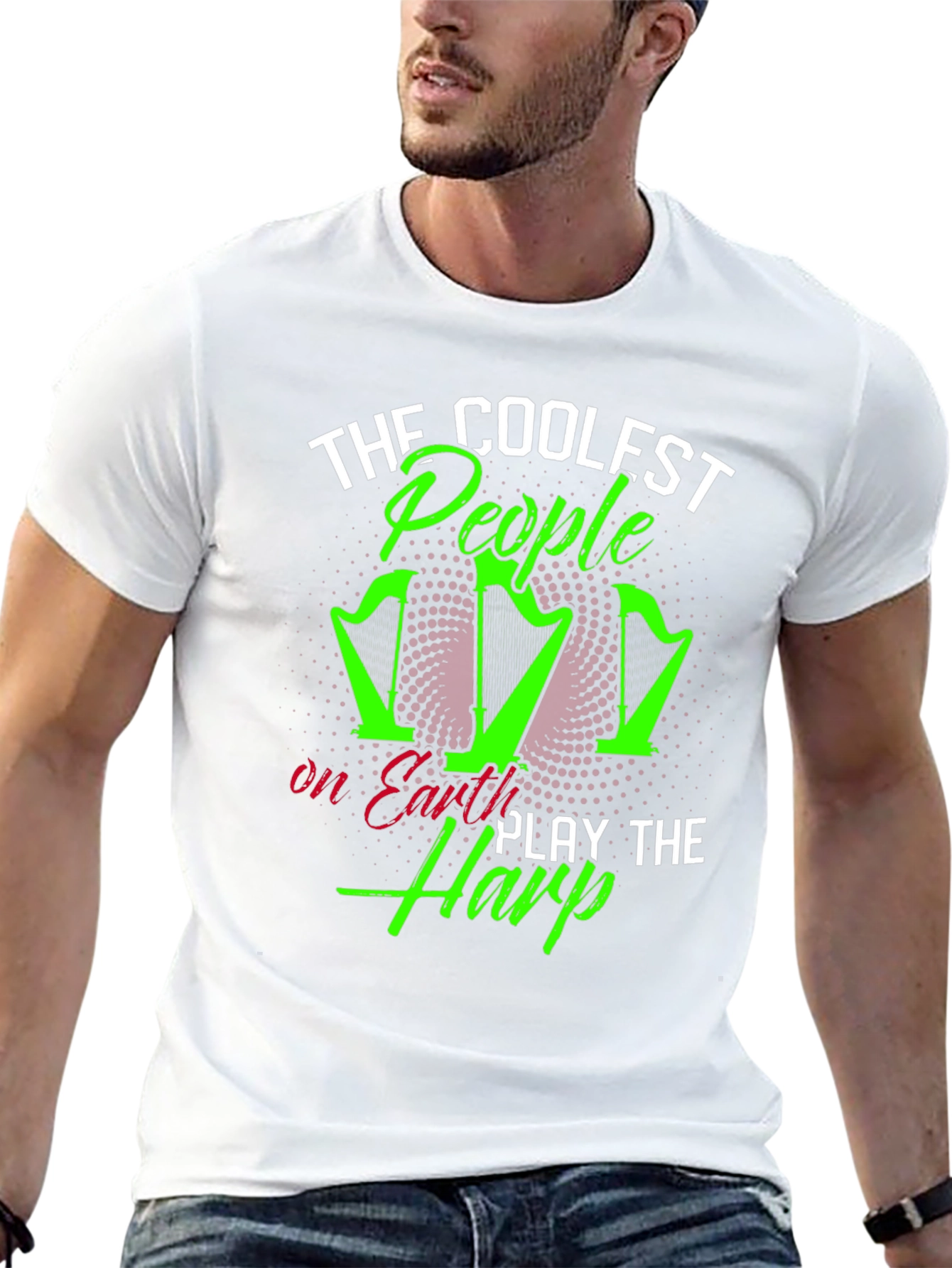 Coolest People Play Harp T-Shirt - Black