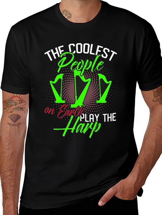 Coolest People Play Harp T-Shirt - Black