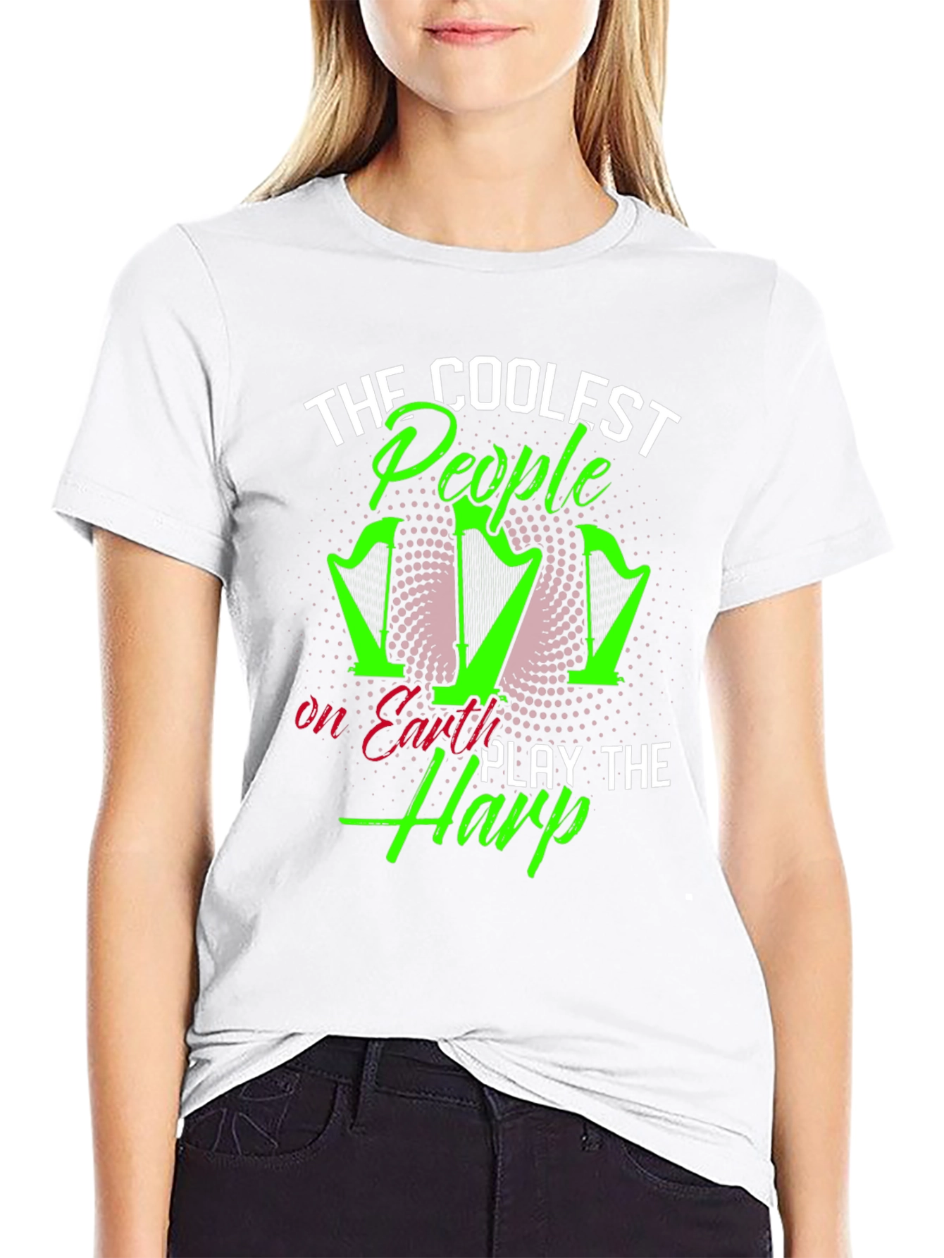 Coolest People Play Harp T-Shirt - Black