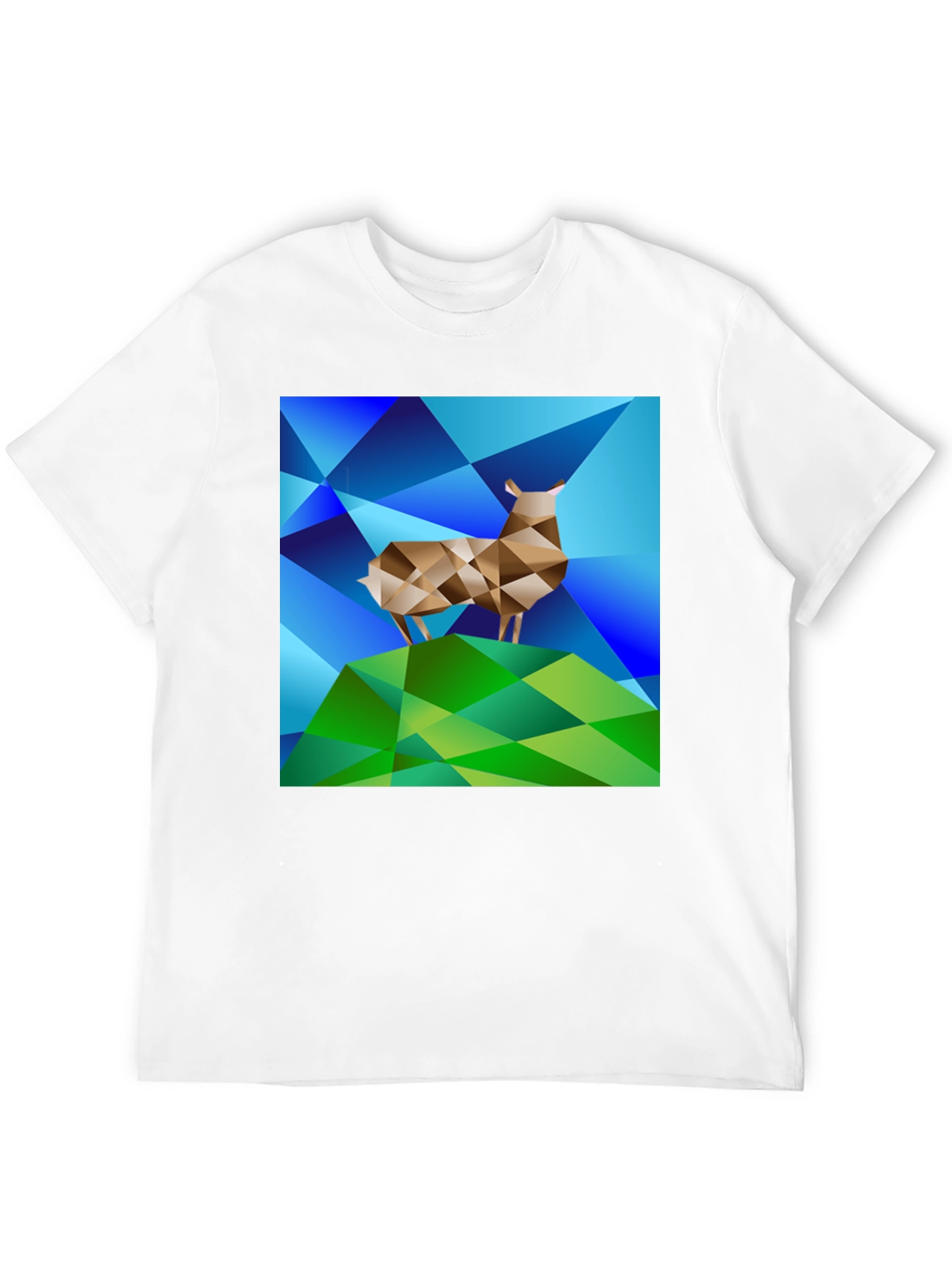 Geometric Deer Graphic Tee - Modern Art Design