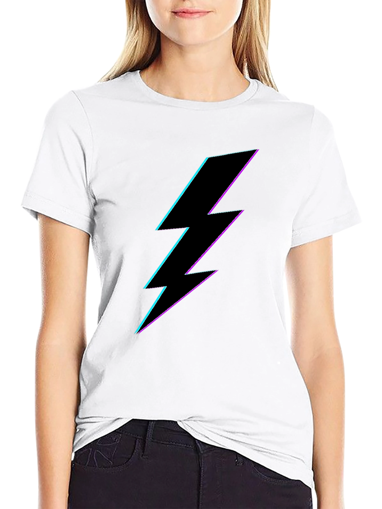 Neon Lightning Bolt Graphic Tee - Black