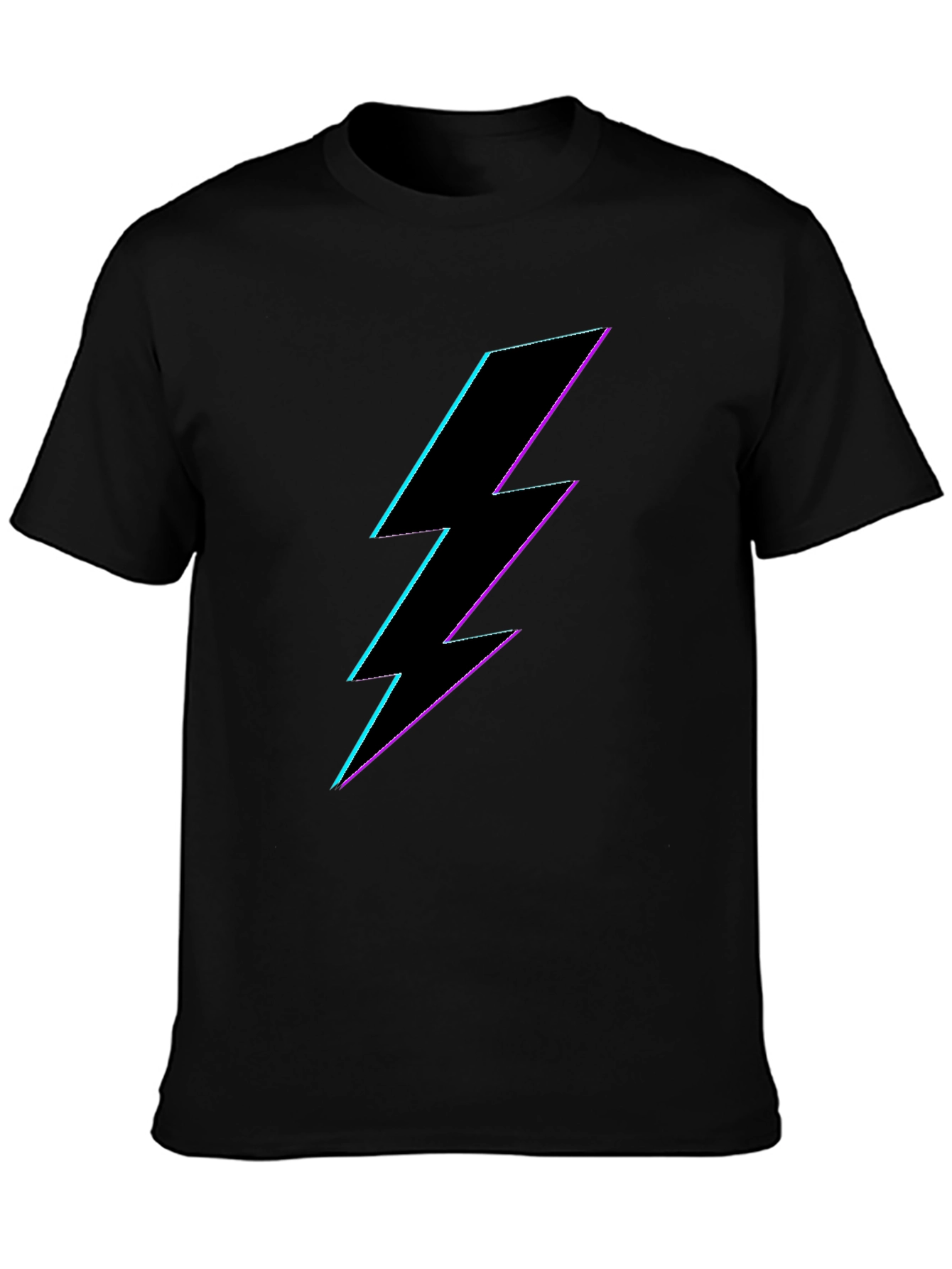 Neon Lightning Bolt Graphic Tee - Black