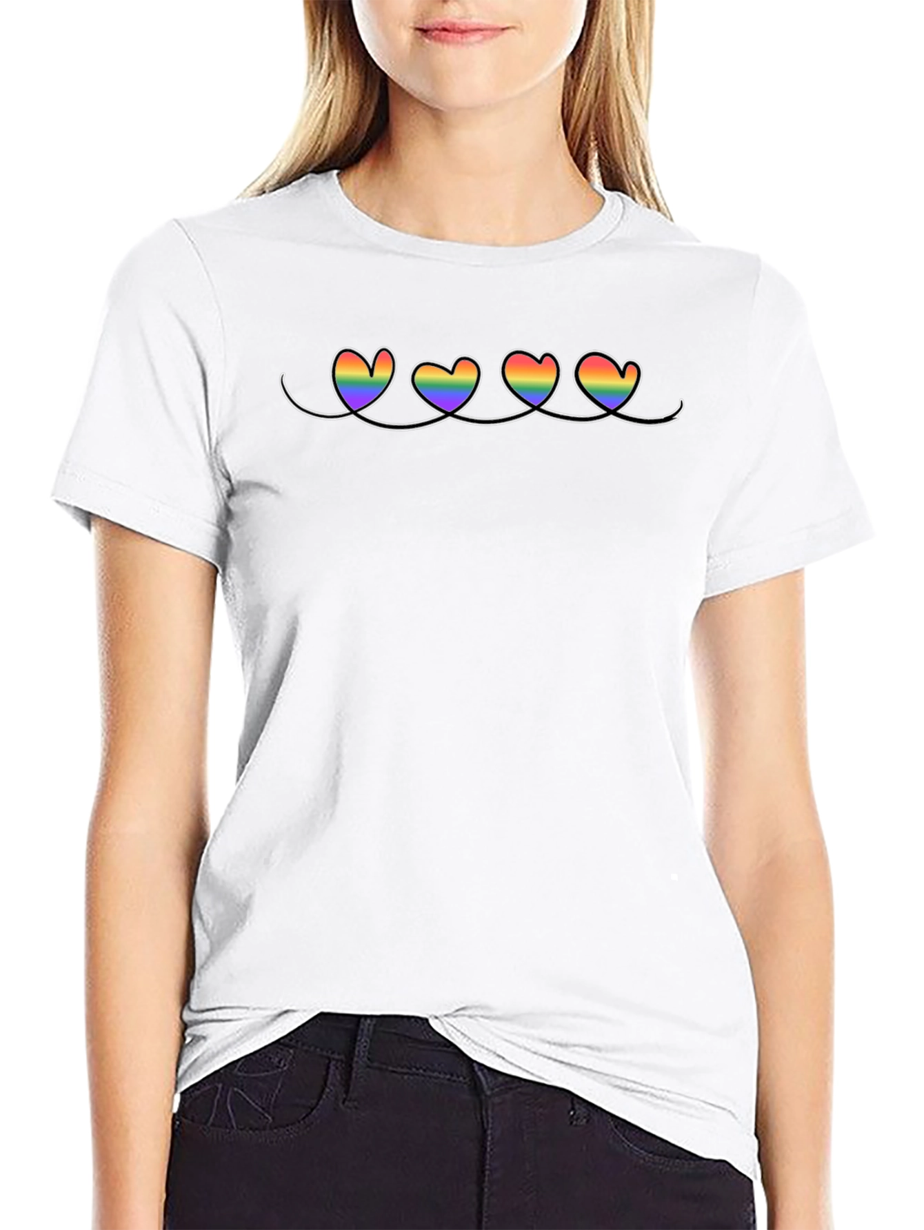 LGBT Pride Hearts Black T-Shirt