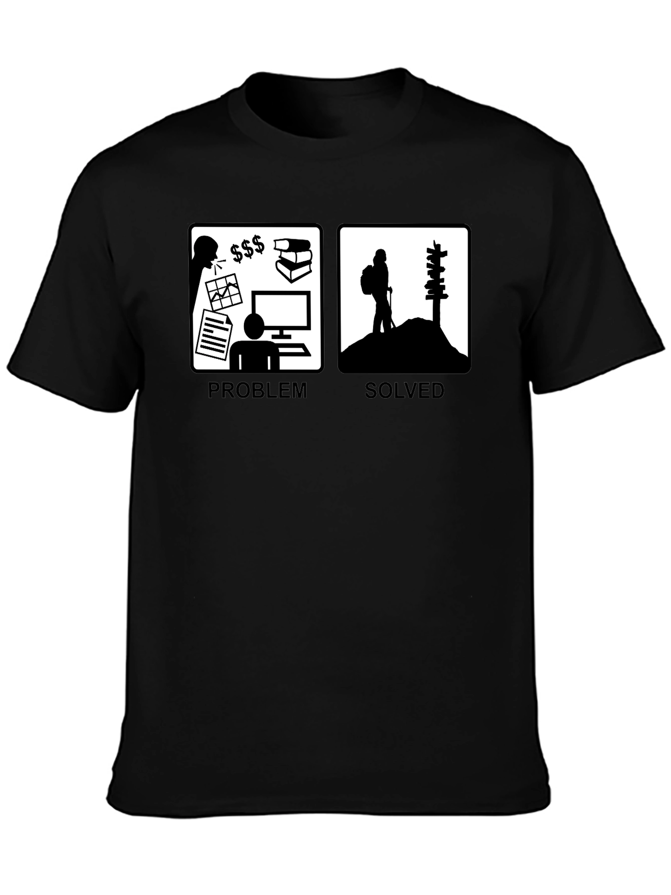 Problem Solved Hiking T-Shirt Funny Graphic Tee