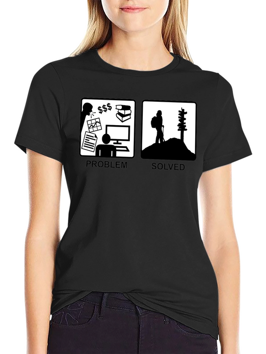 Problem Solved Hiking T-Shirt Funny Graphic Tee