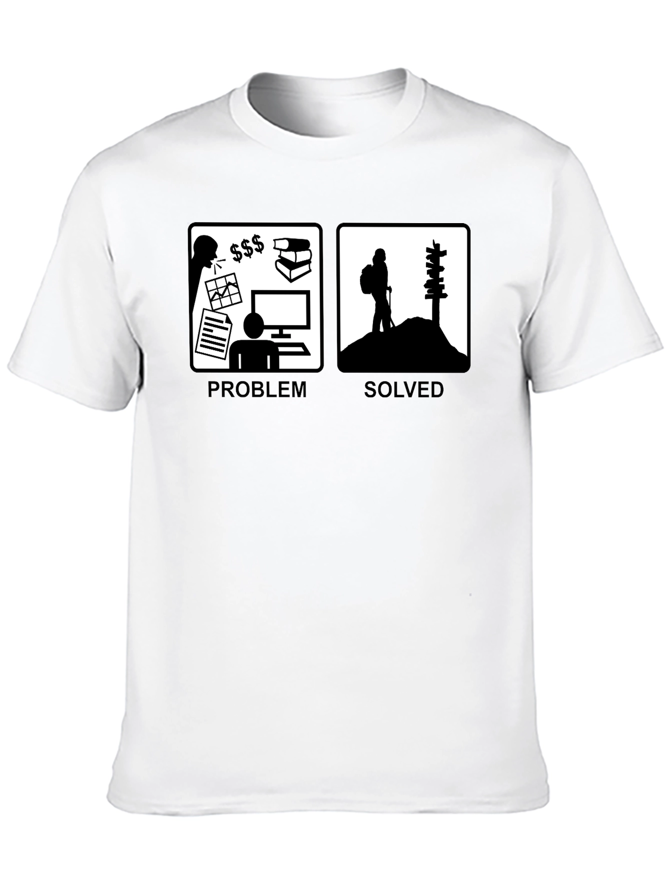 Problem Solved Hiking T-Shirt Funny Graphic Tee