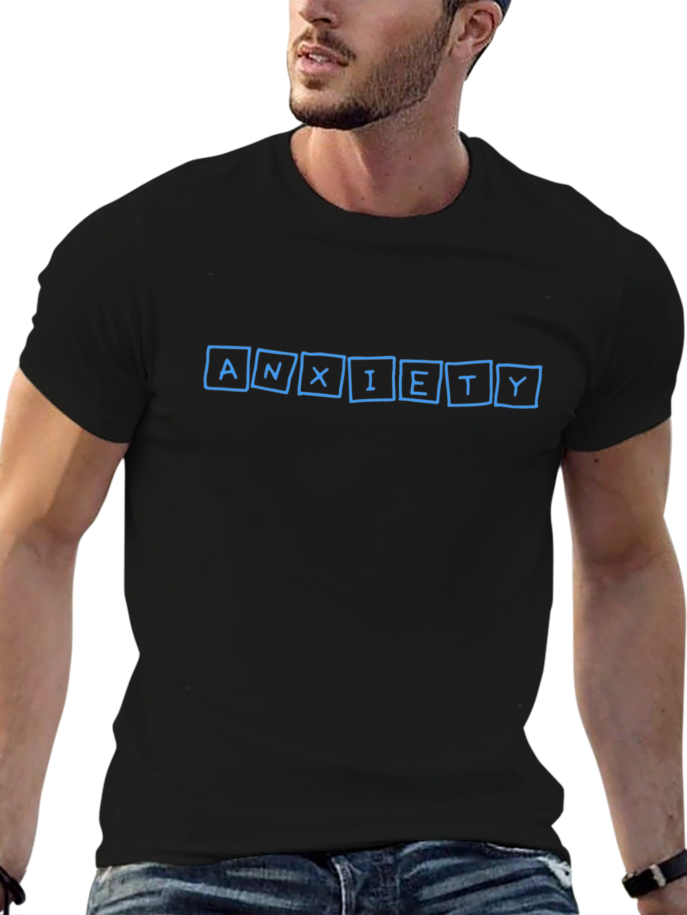Anxiety Letter Tile Graphic Tee - Black