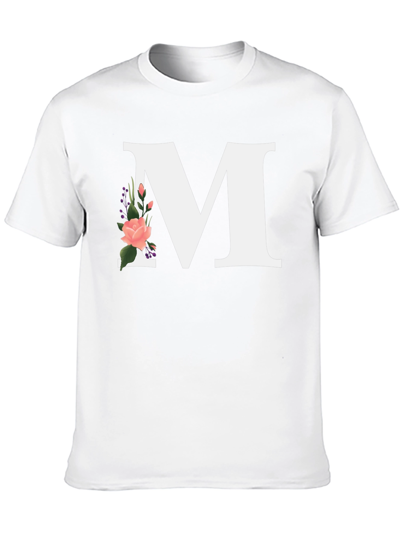 Letter M Floral Black T-Shirt