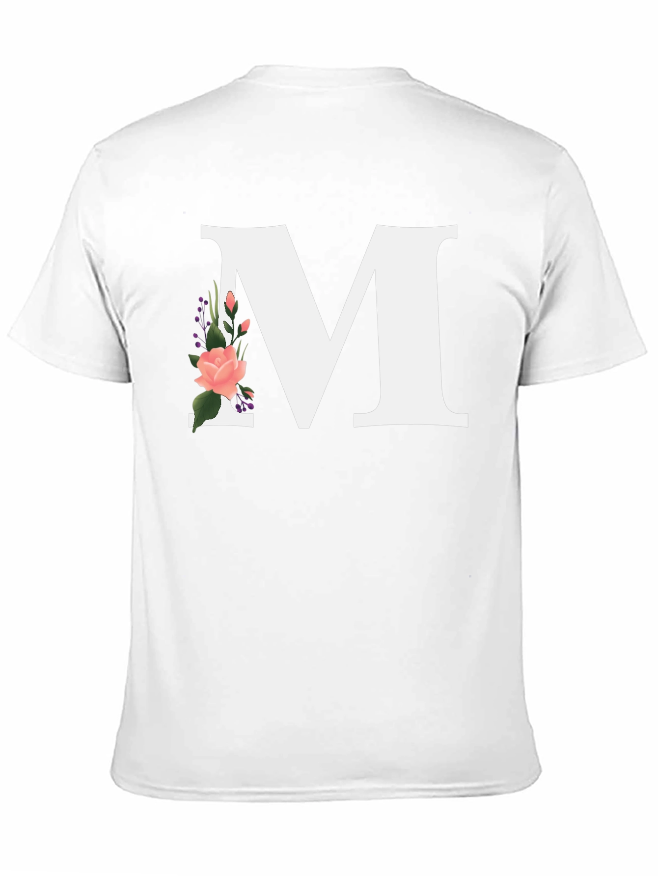 Letter M Floral Black T-Shirt