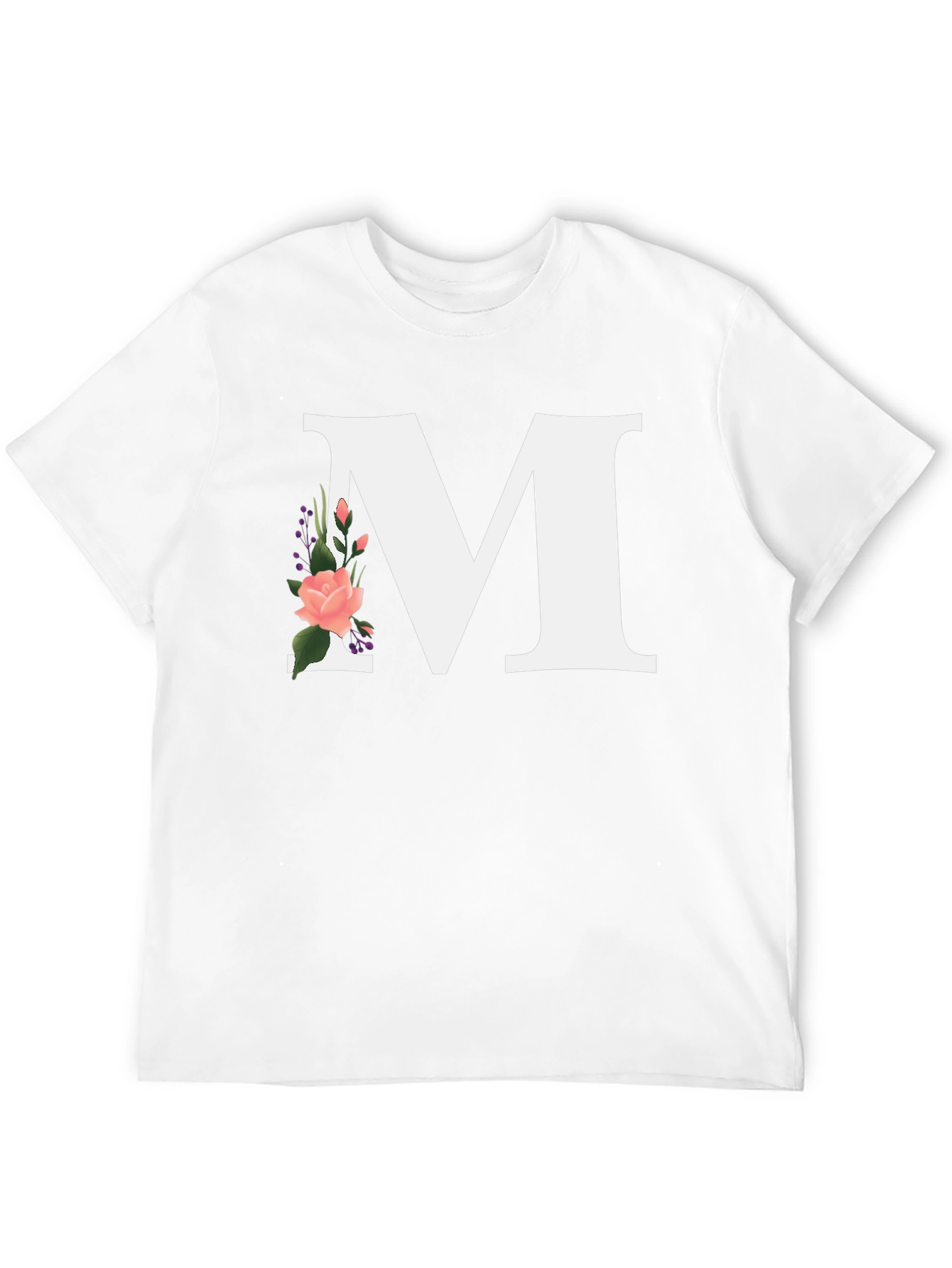 Letter M Floral Black T-Shirt