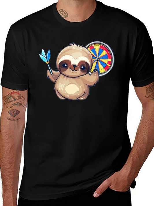 Sloth Dart T-Shirt - Novelty Graphic Tee for Dart Lovers
