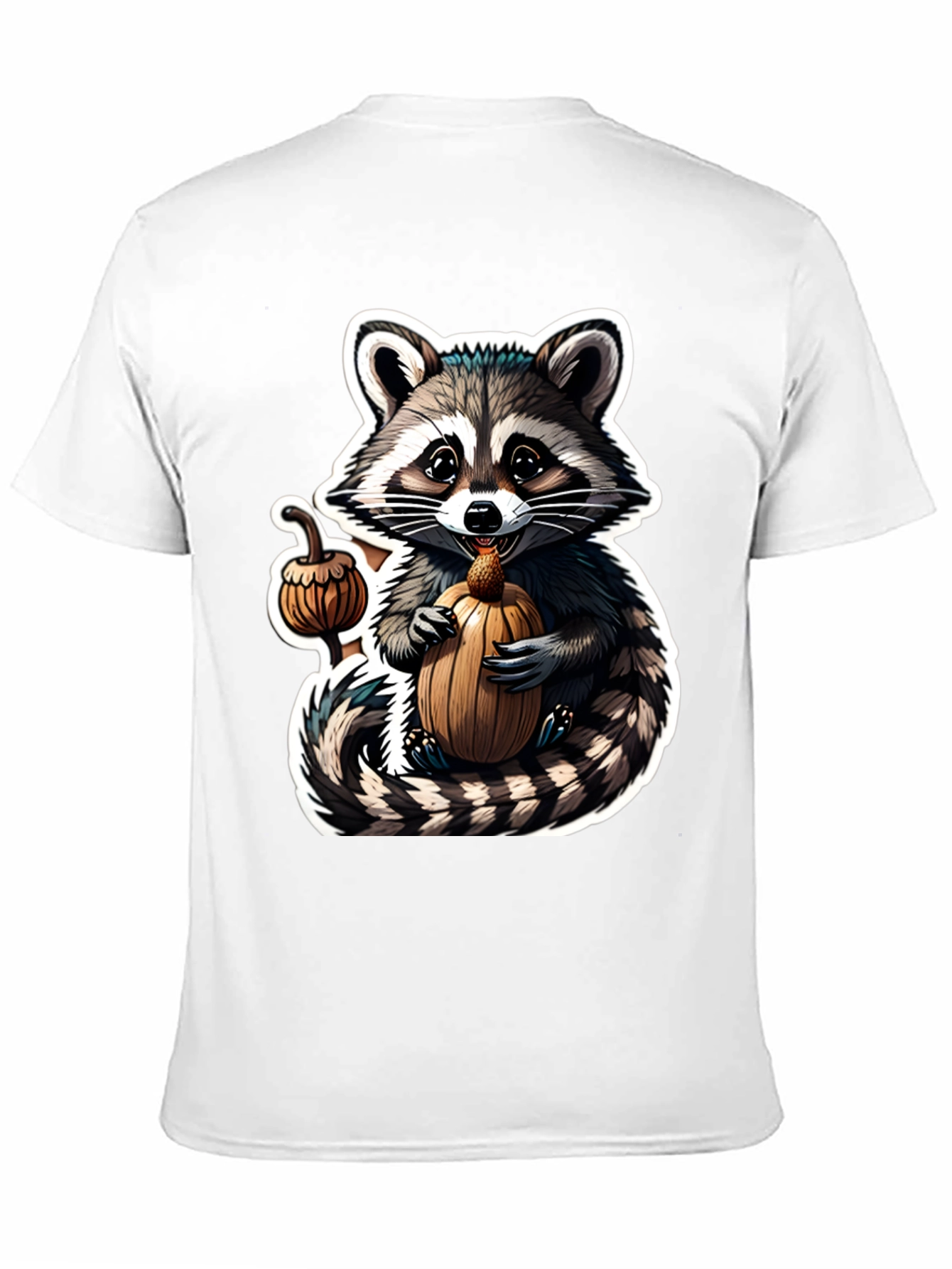 Cute Raccoon Pumpkin Black T-Shirt