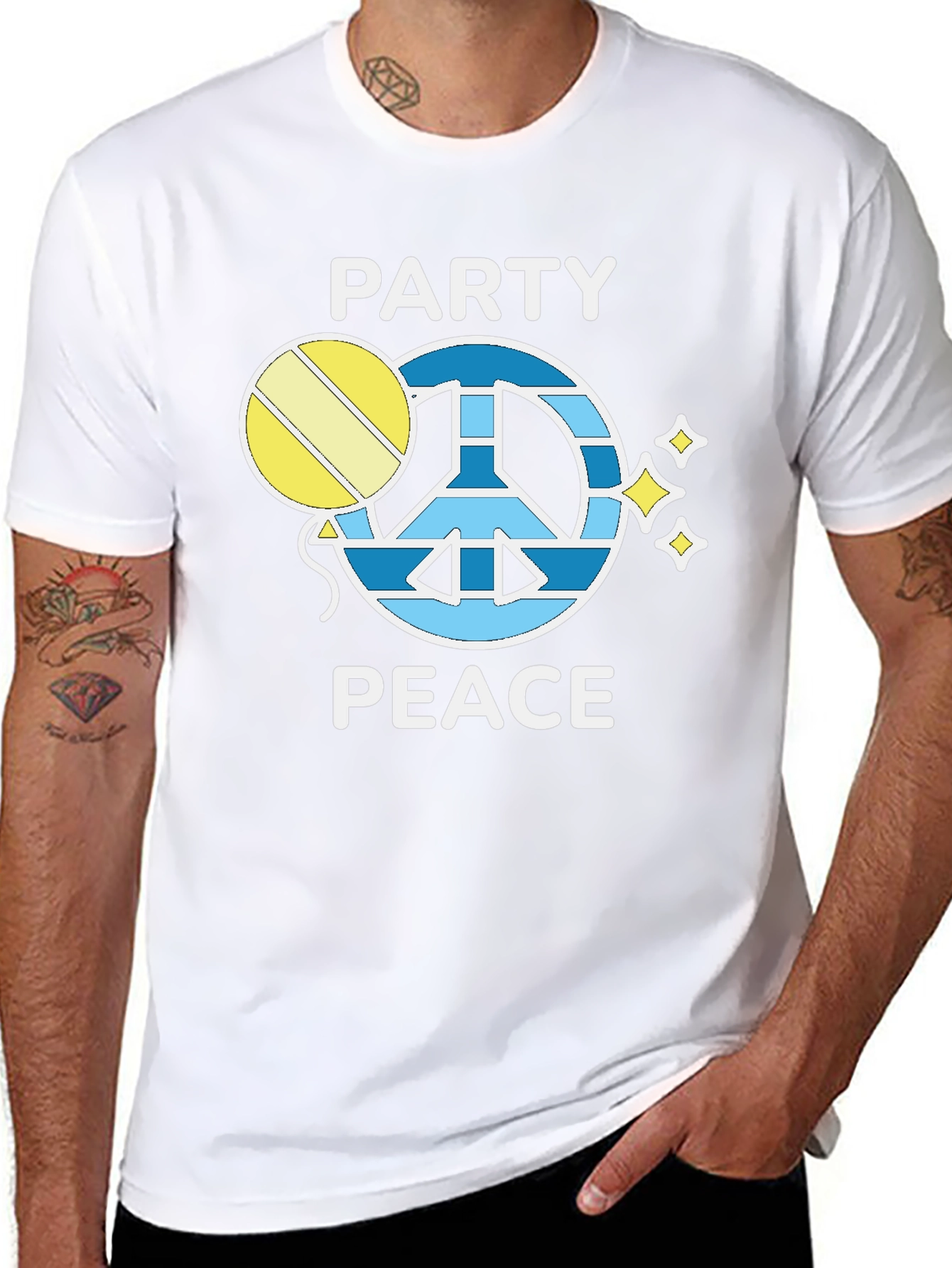 Party Peace T-Shirt - Black Crew Neck