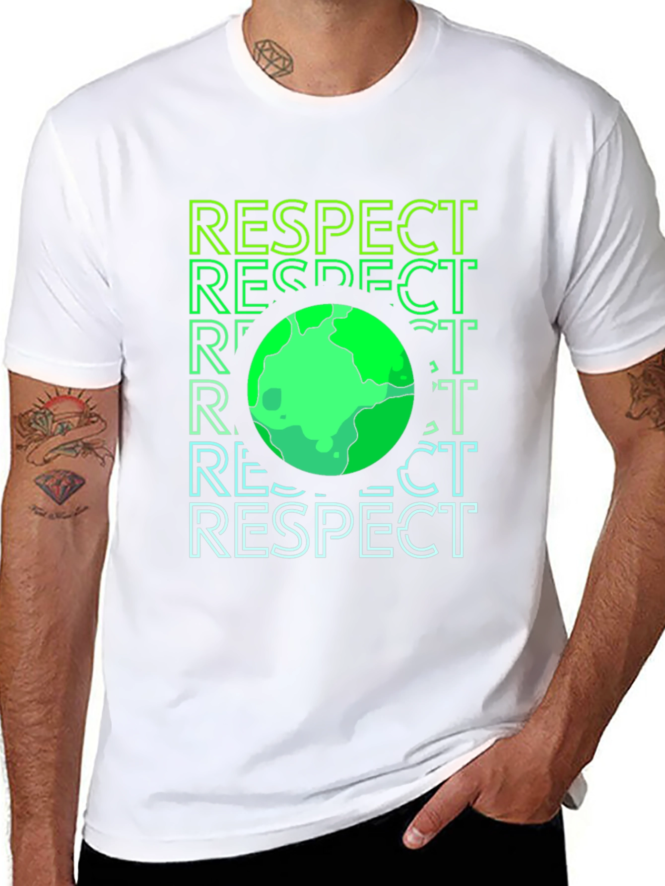 Respect Earth Graphic Print Black T-Shirt
