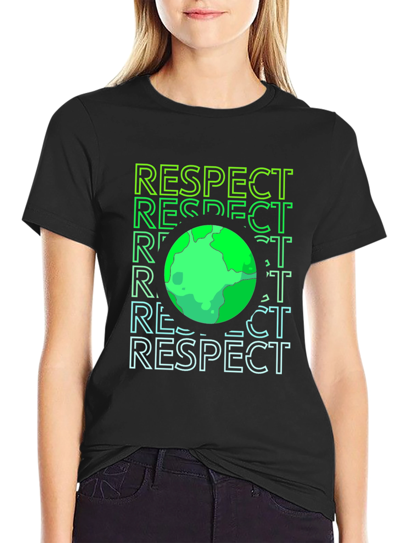 Respect Earth Graphic Print Black T-Shirt